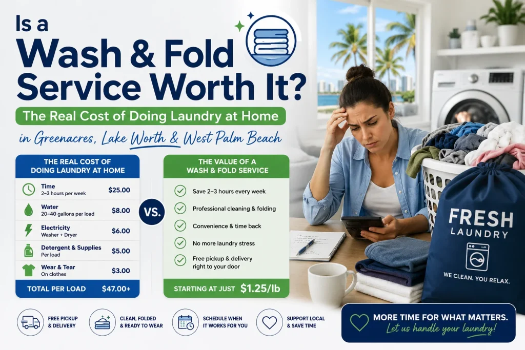 Is a Wash & Fold Service Worth It? The Real Cost of Doing Laundry at Home in Greenacres, Lake Worth & West Palm Beach