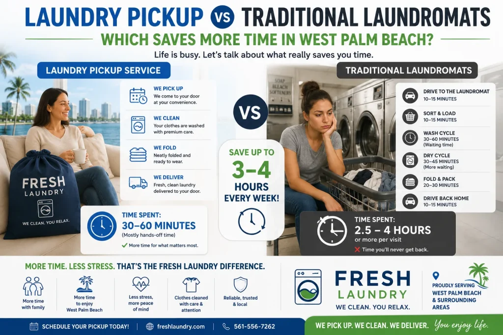 Laundry Pickup vs Traditional Laundromats: Which Saves More Time in West Palm Beach?