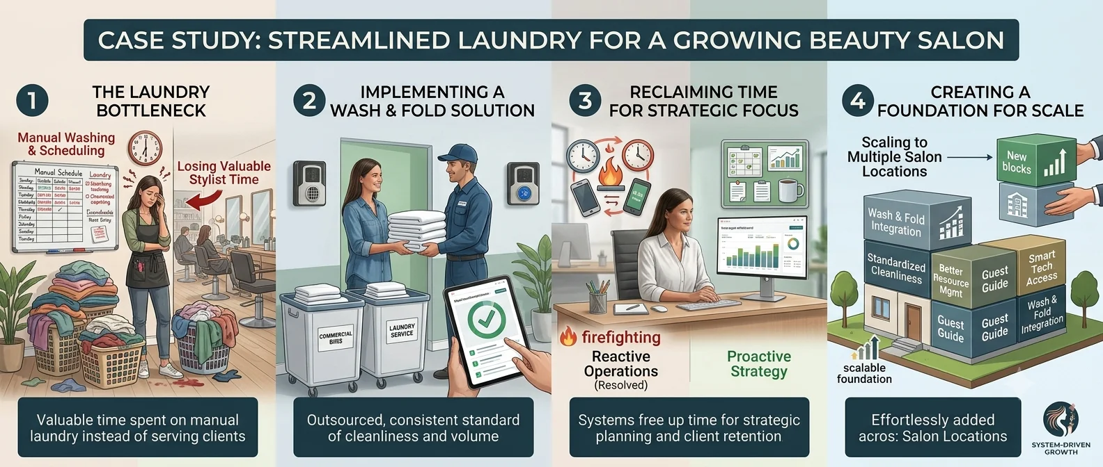 streamlined laundry for growing beauty salon